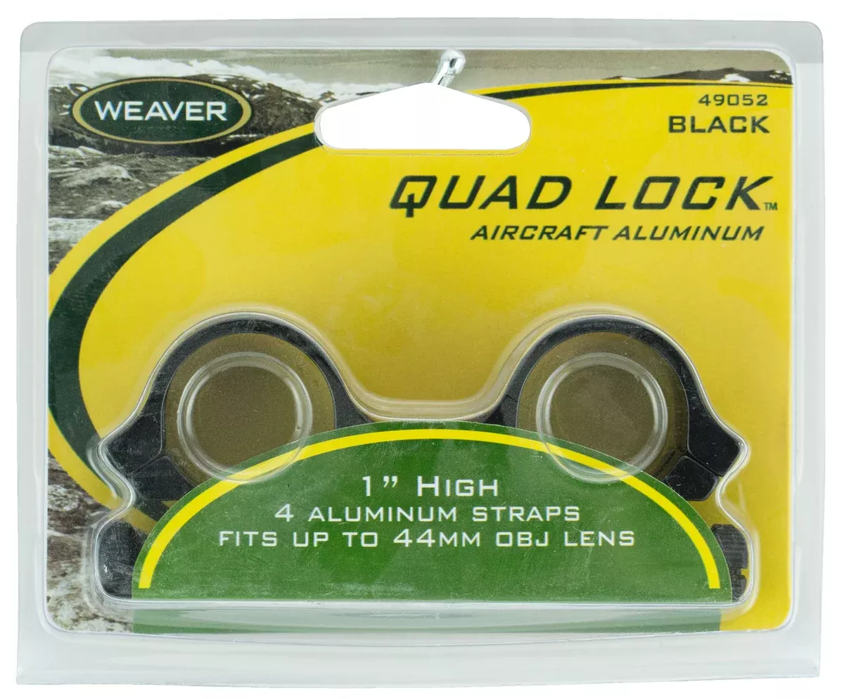 Weaver Mounts 49052 Quad Lock Detachable RingsBlack 1" High