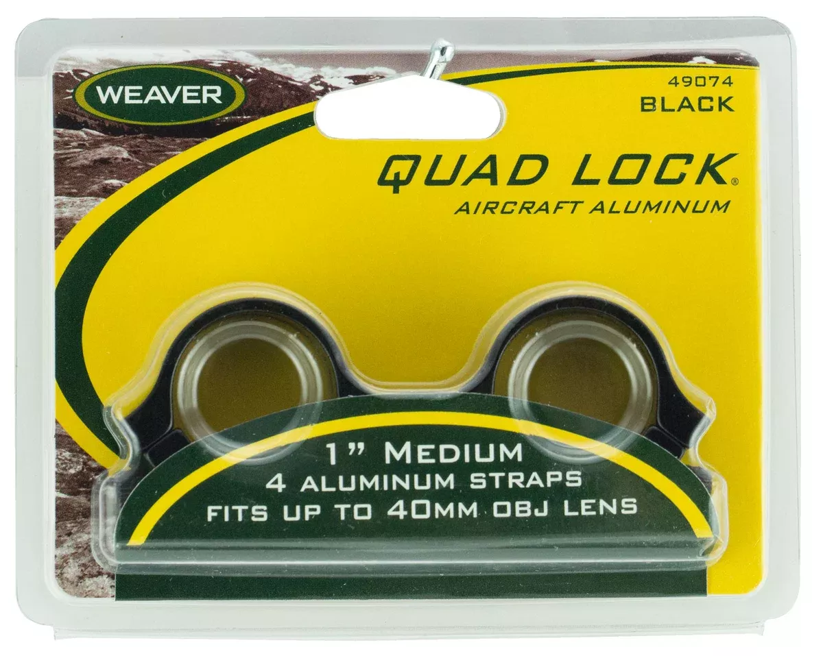 Weaver Mounts 49074 Quad Lock Detachable RingsBlack 1" Medium