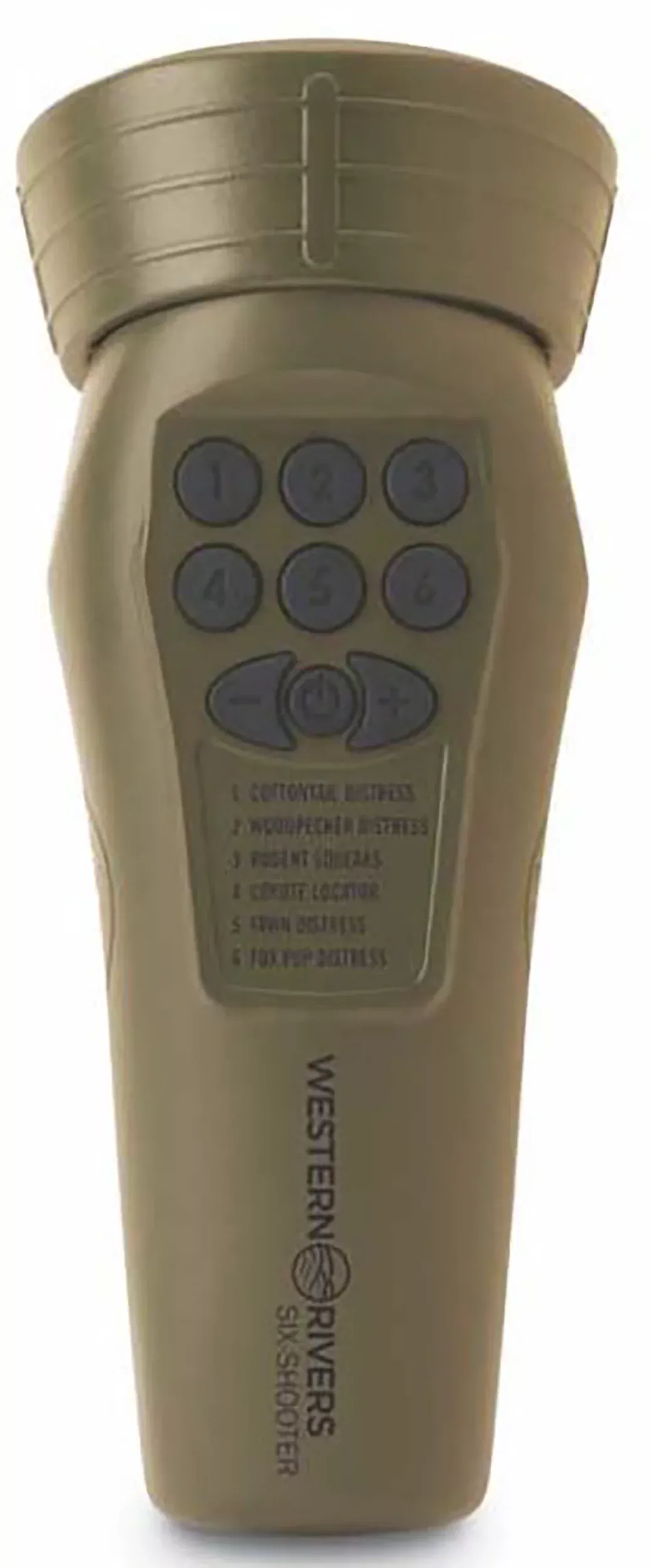 Western Rivers Mantis Six Shooter WRC-GC6S Electronic Predator Call 6 Preloaded Sounds Brown