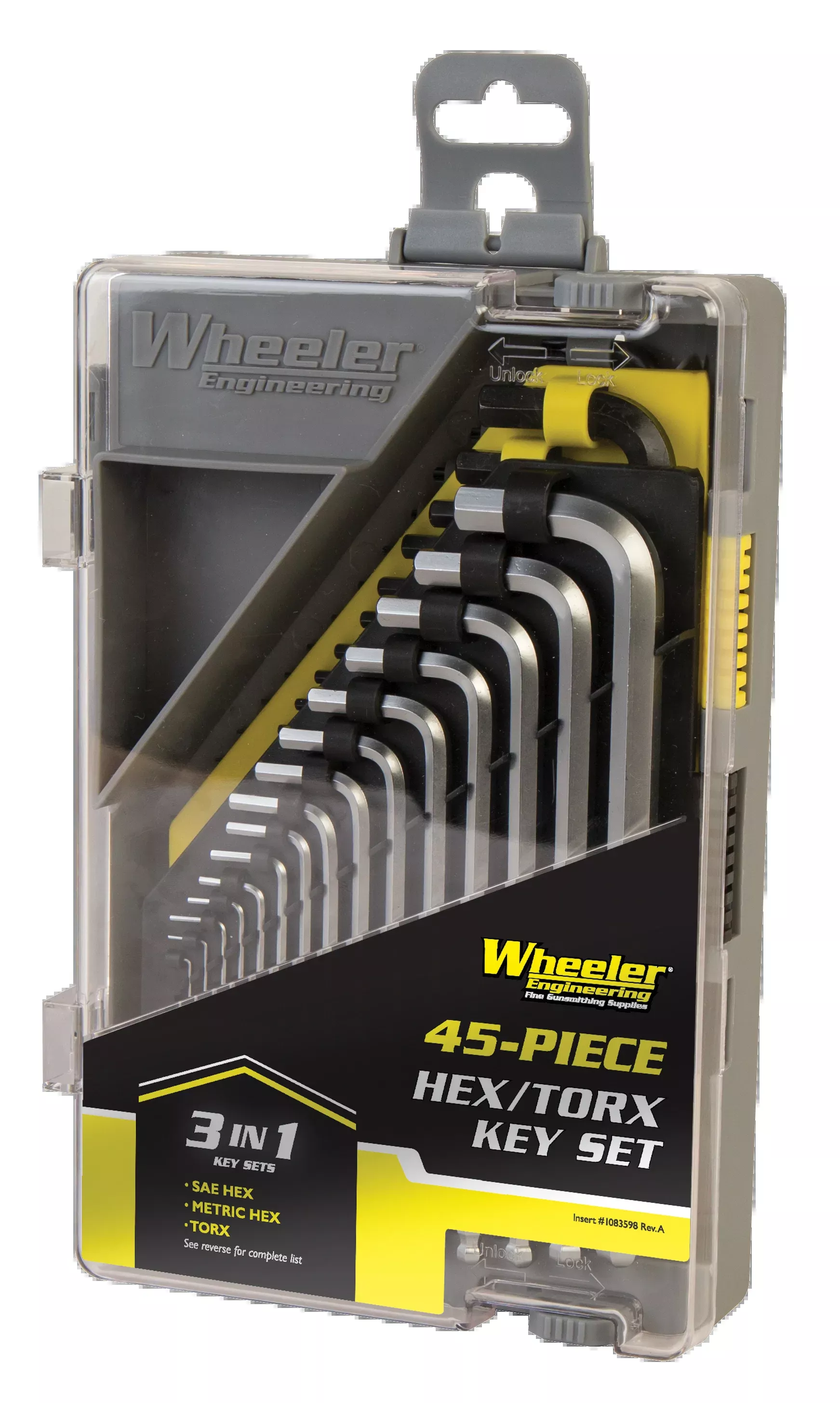 Wheeler 1081959 SAE/Metric Hex & Torx Key Set Silver Steel 45-Piece