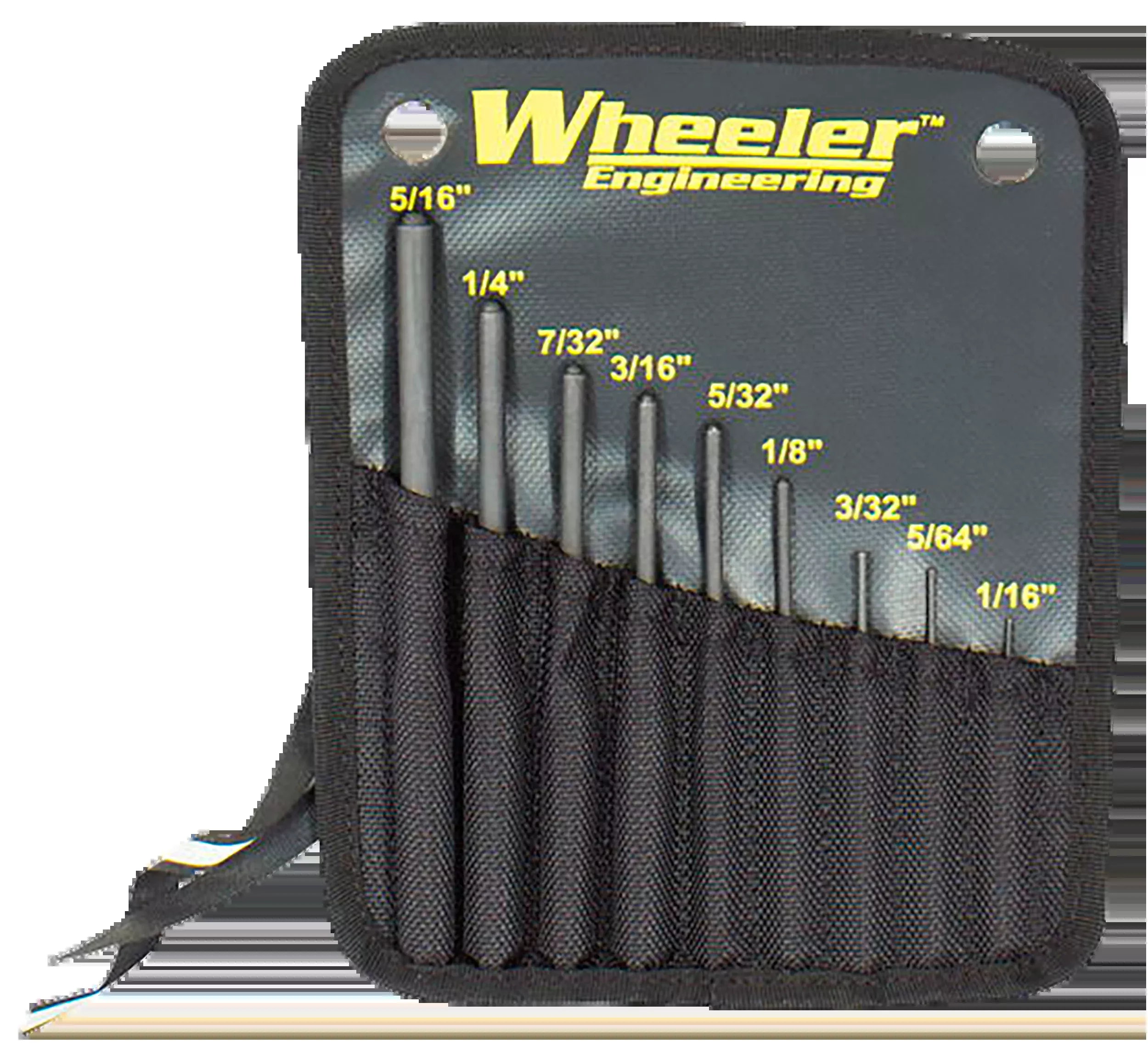 Wheeler 204513 Roll Pin Punch Set 9-Piece Black Steel Knurled Handle