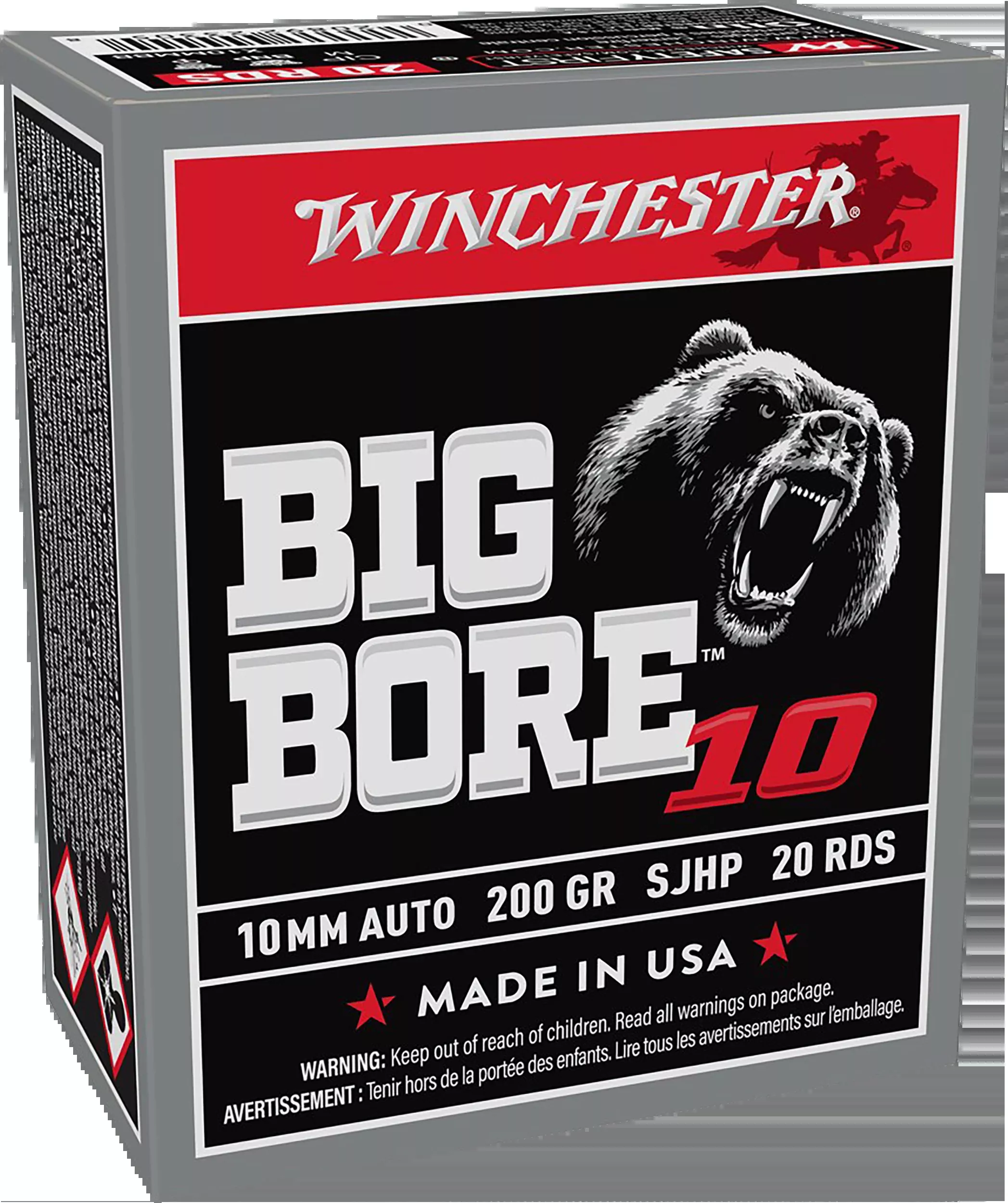 Winchester Ammo Big Bore 10mm Auto 200gr Semi Jacketed Hollow Point 20 Rd - Box or Case