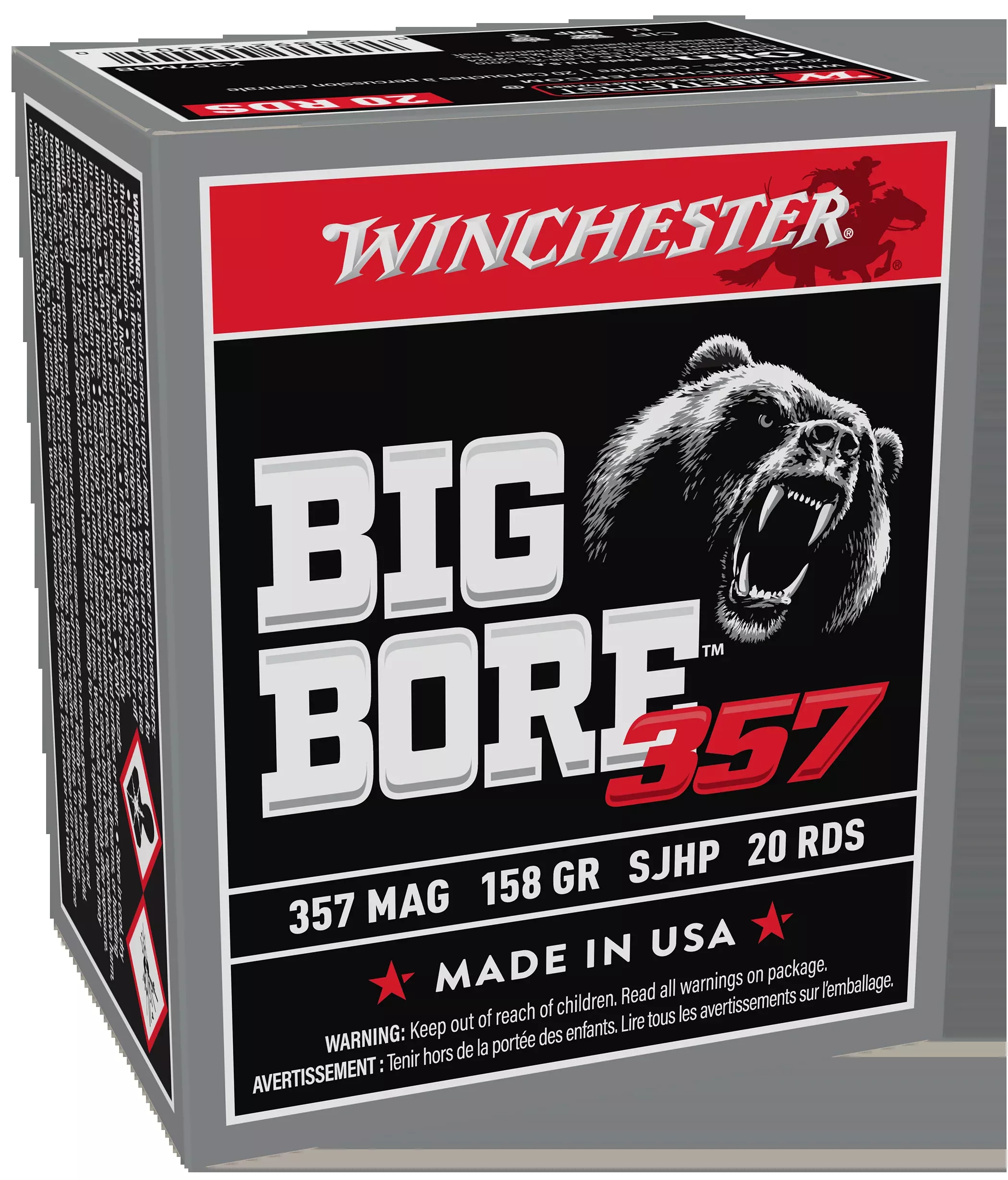 Winchester Ammo Big Bore 357 Mag 158gr Semi Jacketed Hollow Point 20 Rd - Box or Case