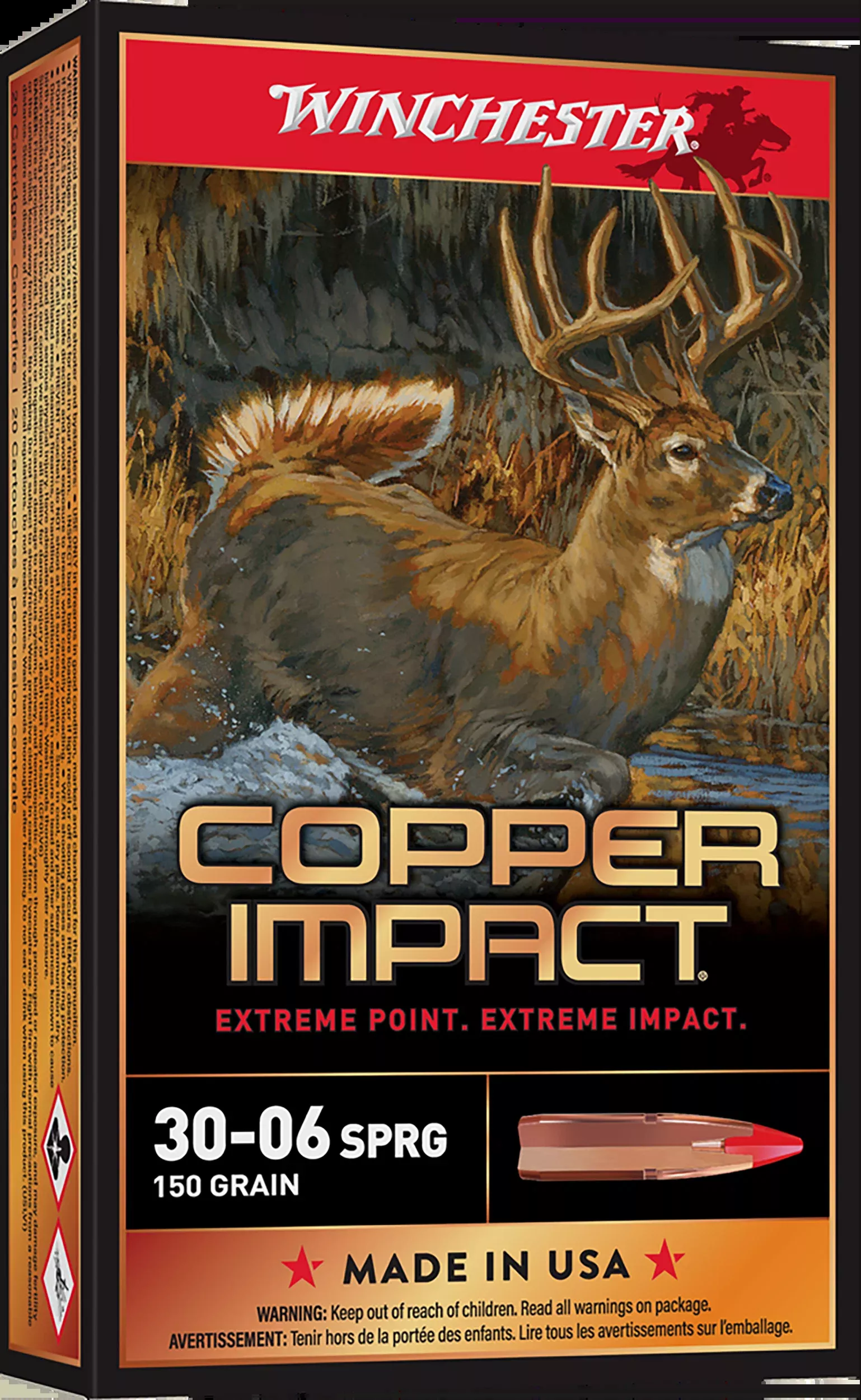 Winchester Ammo Copper Impact 30-06 Springfield 150gr Copper Extreme Point Lead Free 20 Rd - Box or Case