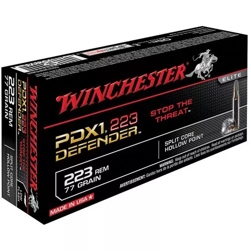 Winchester Ammo S223RPDB2 Defender223 Rem 77 gr Split Core Jacketed Hollow Point 20 Bx/ 10 Cs