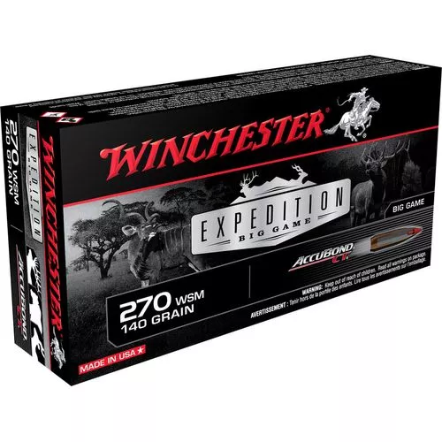 Winchester Ammo S270WSMCT Expedition Big Game270 WSM 140 gr AccuBond CT 20 Bx/ 10 Cs