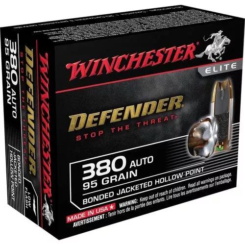 Winchester Ammo S380PDB Defender380 ACP 95 gr Bonded Jacket Hollow Point 20 Bx