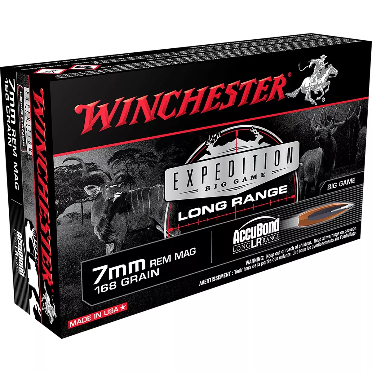 Winchester Ammo S7LR Expedition Big Game Long Range 7mm Rem Mag 168 gr AccuBond Long Range 20 Bx/ 10 Cs