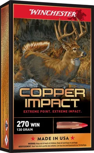 Winchester Ammunition Copper Impact 270 WSM 130gr Copper Extreme Point Lead-Free - Box or Case