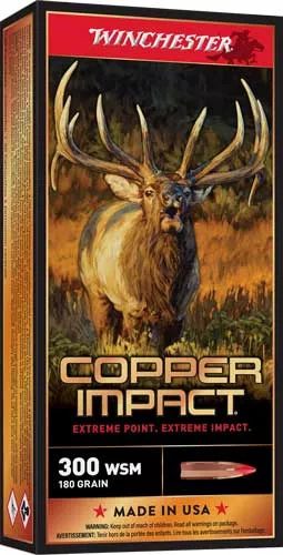 Winchester Ammunition Copper Impact 300 WSM 180gr Copper Extreme Point Lead-Free - Box or Case