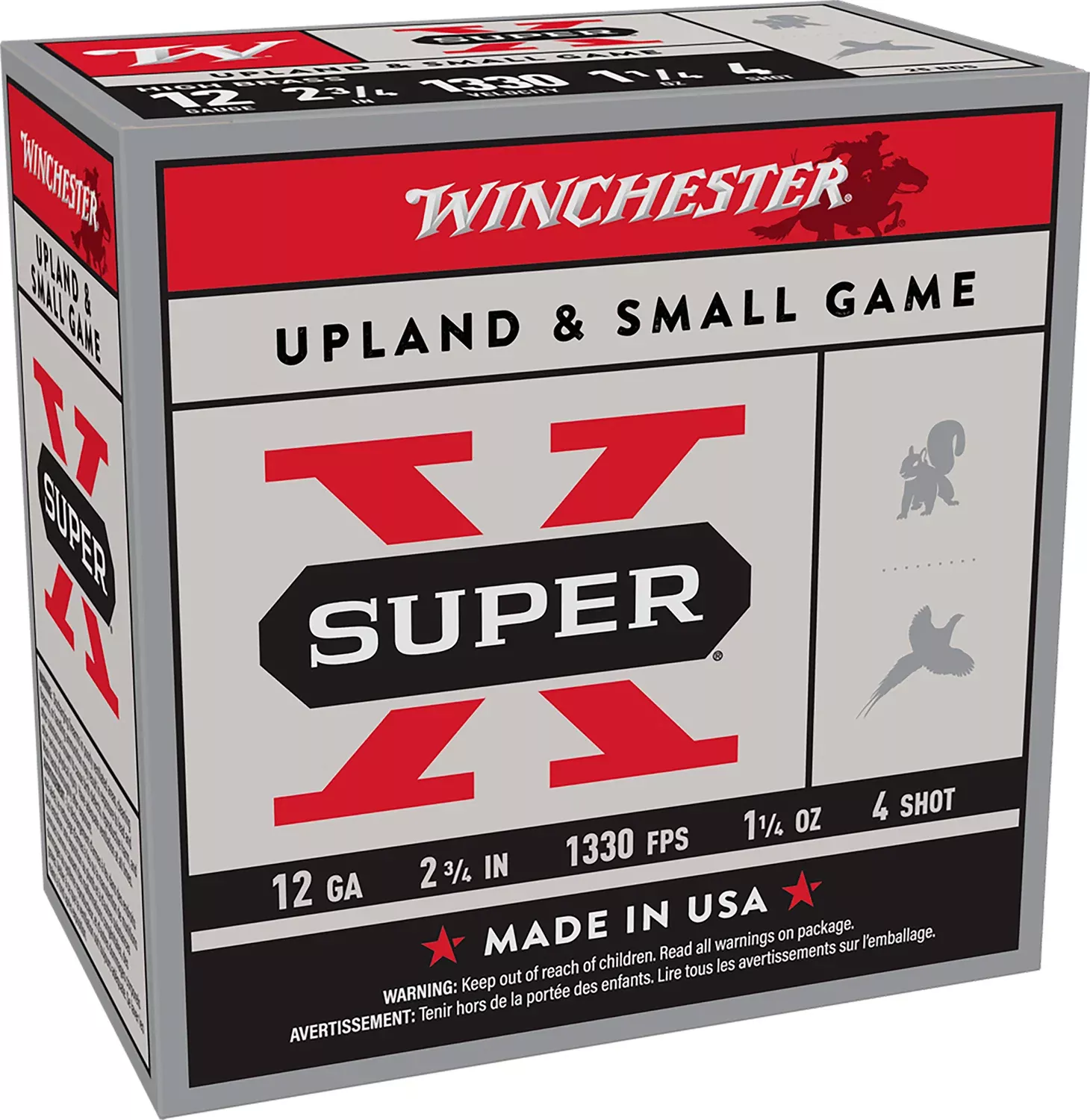 Winchester Ammunition Super-X 12 Gauge 2.75" 1-1/4 oz #4 Shot 1330 fps - 25 Rd Box