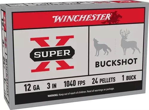 Winchester Ammunition Super-X 12 Gauge 3" 24 Pellets #1 Buck 1040 fps Shotgun Ammo - Box or Case
