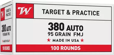 Winchester Ammunition USA 380ACP 95 Grain Full Metal Jacket - 100 Round Value Pack