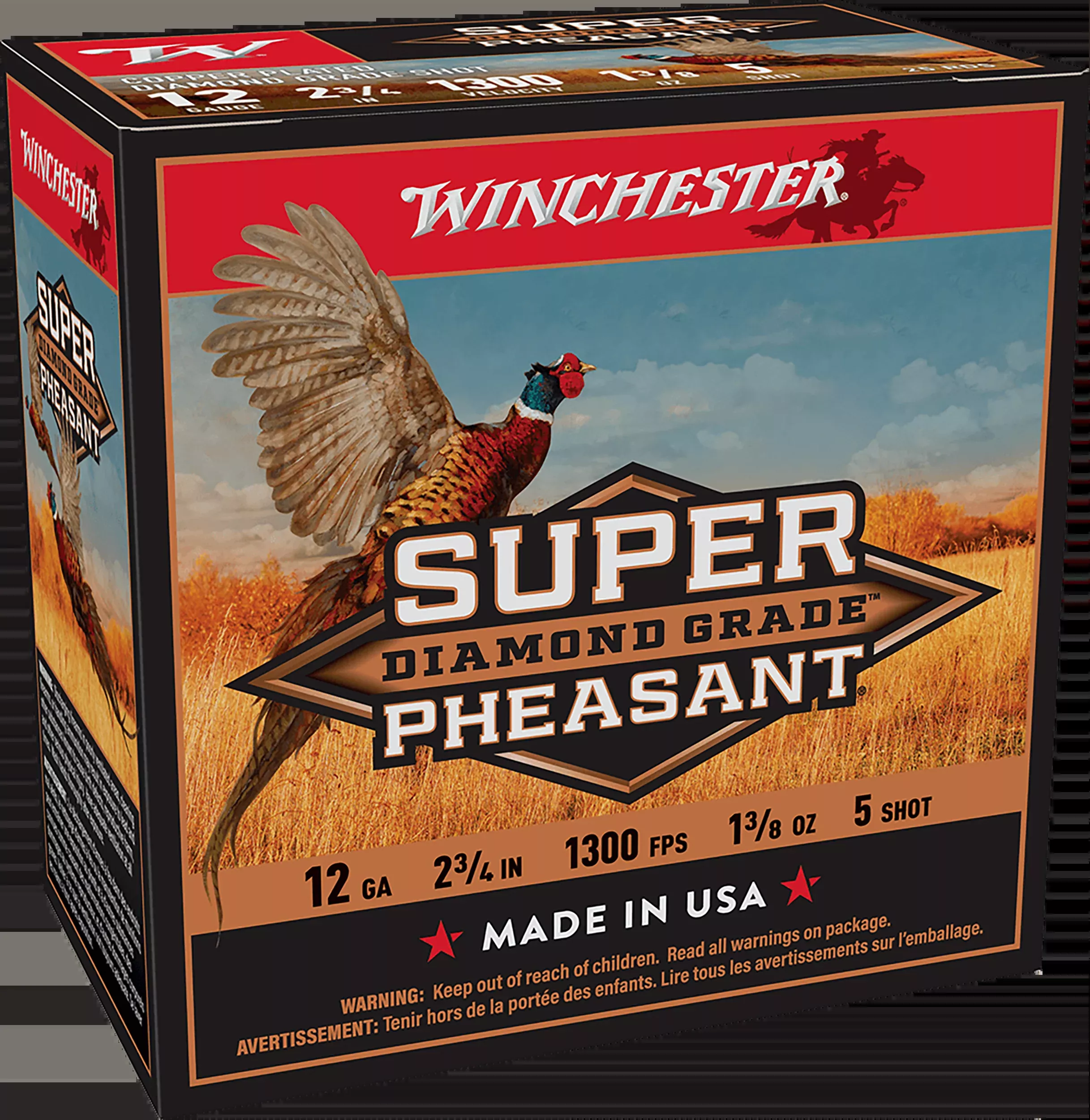 Winchester Super Pheasant Diamond Grade 12 Gauge 2.75" 1-3/8 oz 5 Shot - Box or Case