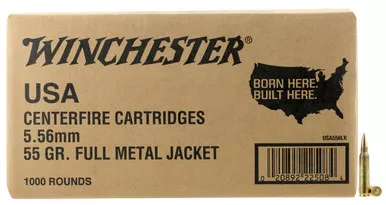 Winchester USA 5.56x45mm NATO M193 Ammunition 55 Grain Full Metal Jacket Bulk Case WM1931000 - 1000 Rounds per Box