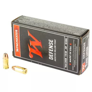 Winchester USA 9mm 115 Grain Jacketed Hollow Point Personal Defense Ammo USA9JHP - 50 Rounds Per Box
