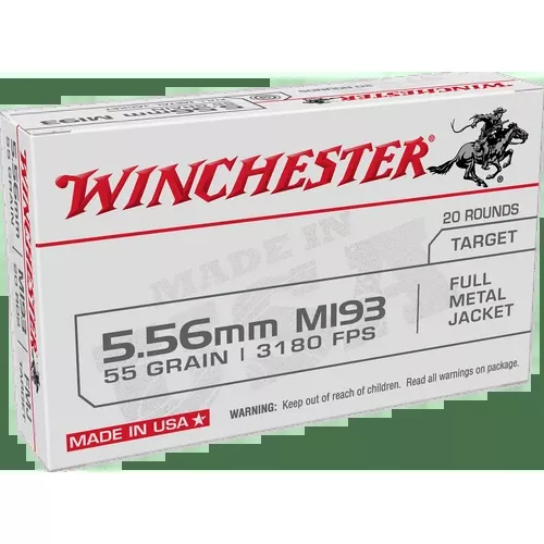 Winchester WM193 5.56mm Ammo 55gr FMJ 20rds