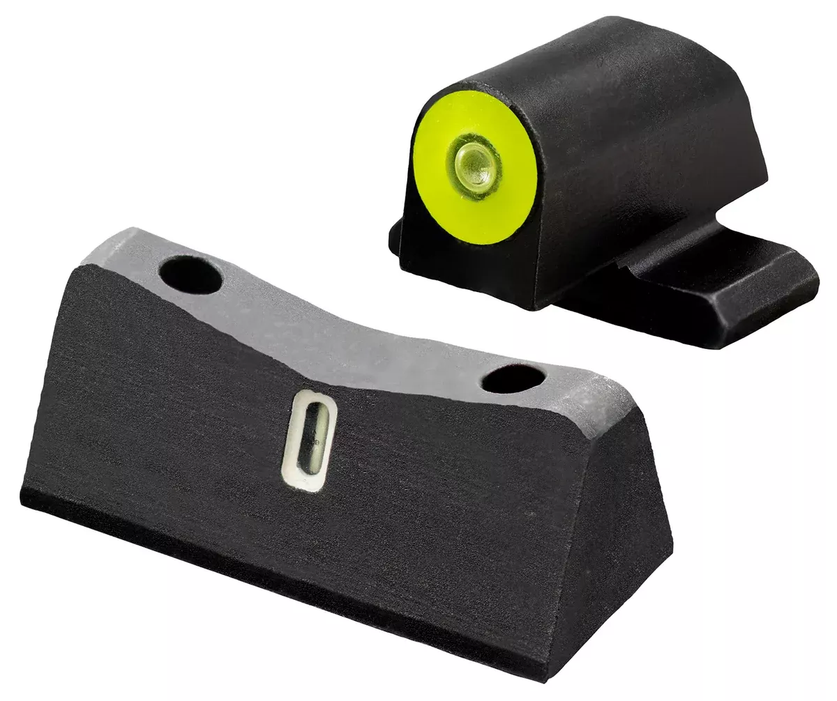 XS Sights SI0013S5Y DXT2 Big Dot Night Sights- Sig Sauer- Springfield ArmoryBlack | Green Tritium Yellow Outline Front Sight Green Tritium White Outline Bar Rear Sight