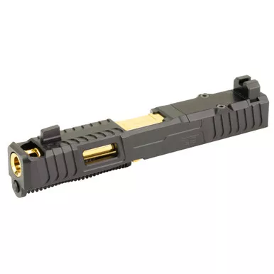 Zaffiri Precision IBS Glock 19 Gen 3 Complete Slide Chunk Ported Black/Gold - CU-G19G3-IBS-RMR-BLK-CP-GLD-BLNK